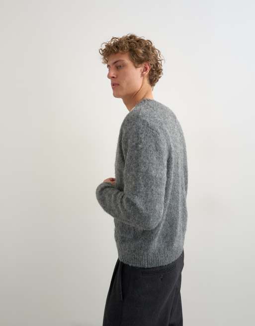 Topman cardigan i strik med afslappet pasform, blød struktur og to lommer i grå, 5 af 5