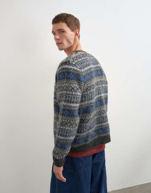 Topman cardigan in maglia spazzolata a righe, vestibilità comoda, grigio, 2 di 5