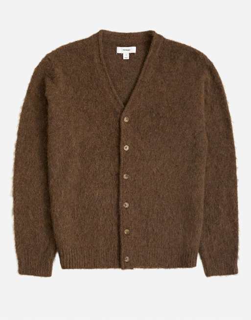 Topman cardigan lavorato a maglia spazzolato regular fit marrone, 6 di 7