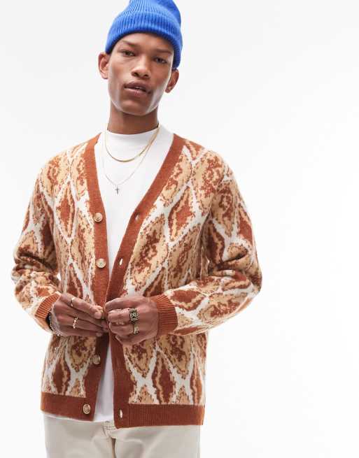 Topman - Cardigan multicolore con motivo astratto