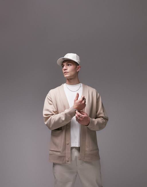Topman - Cardigan oversize color pietra