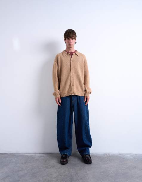 Topman - Cardigan oversize con bottoni sul davanti color pietra - view 1