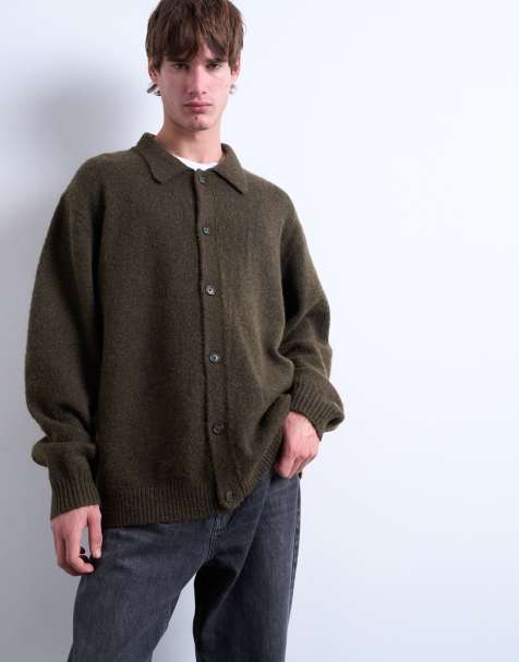 Topman - Cardigan oversize con bottoni sul davanti kaki - view 1
