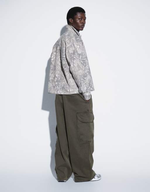 Topman cargo-bukser med ballonpasform i khaki, 3 af 5