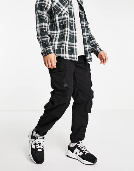 Topman - Cargo comodi in cotone nero slavato con quattro tasche