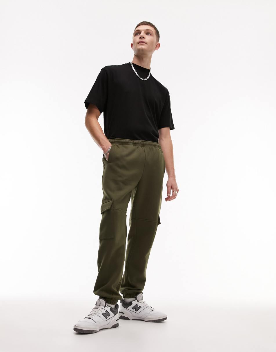 Topman straight leg cargo jogger in washed black