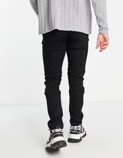 Topman - Cargo-joggingbroek van zachte denim in zwart , 2 van 4