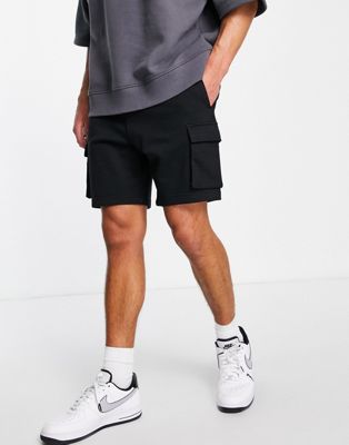 Topman cargo shorts in black