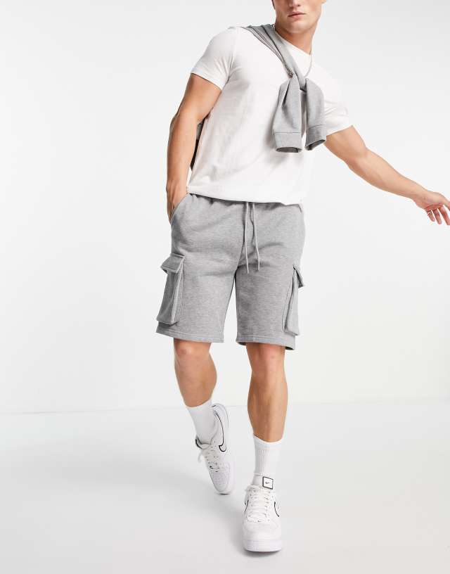 Topman cargo shorts in gray