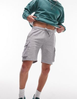 Topman cargo shorts in grey marl