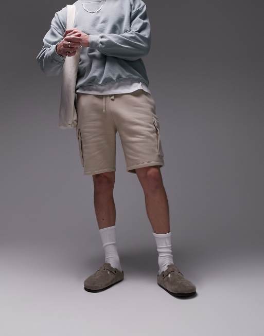 Topman cargo shorts in stone