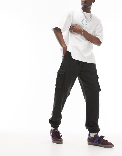 Topman cargo sweatpants in black