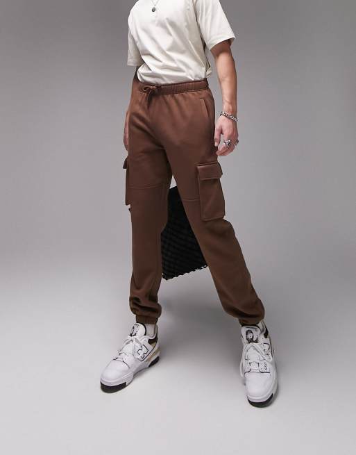 Topman straight leg cargo jogger in brown