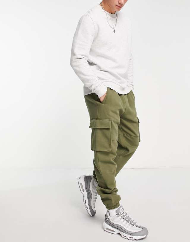 Topman cargo sweatpants in khaki