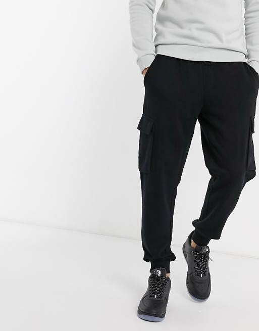 Topman cargo sweatpants in washed black | ASOS