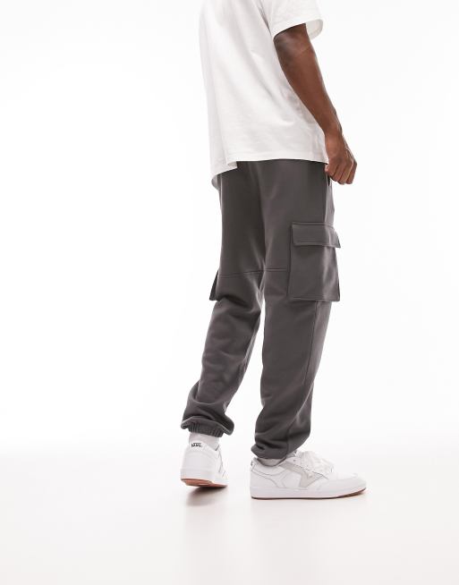 Topman cargo trackies in charcoal 