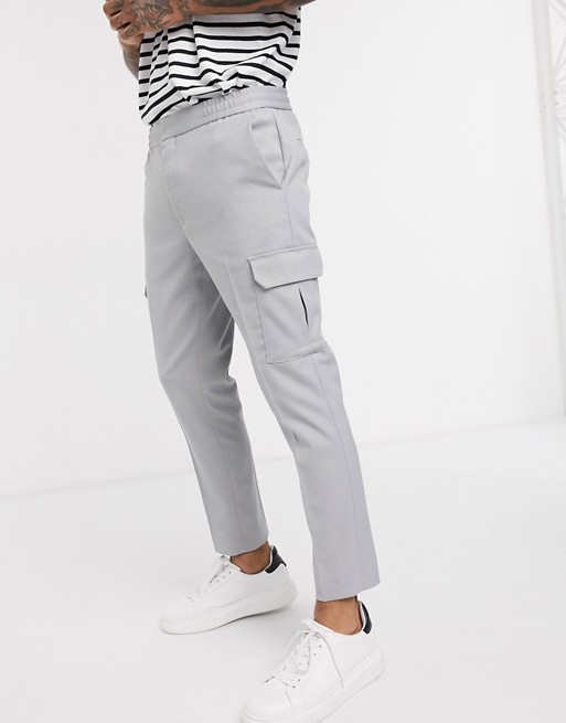 Topman cargo trousers in grey