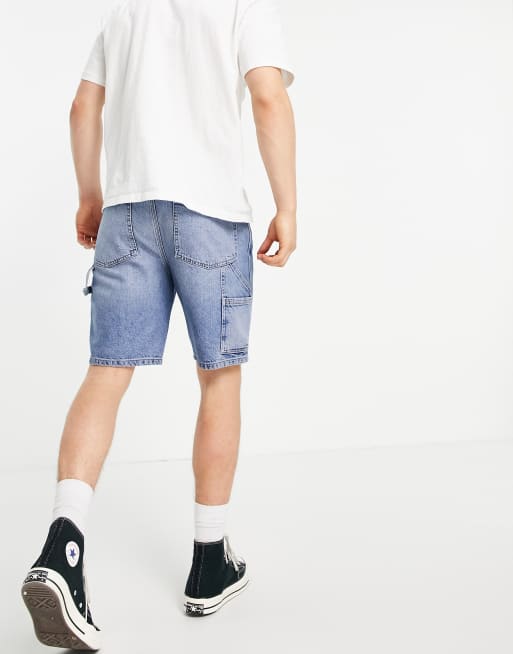 Topman carpenter denim shorts in mid wash, 2 of 4