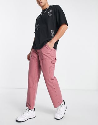 Topman carpenter pants in pink