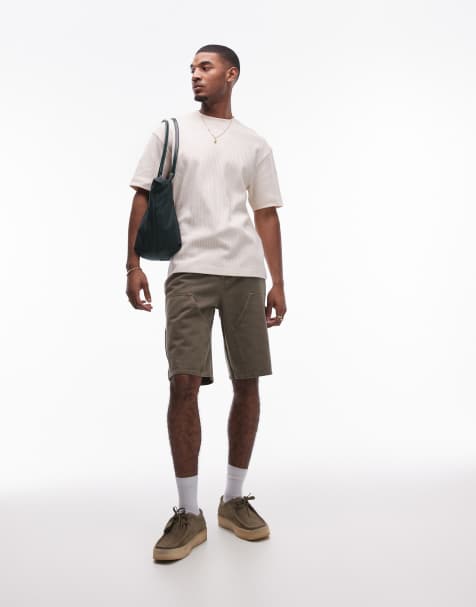 Topman – Carpenter-Shorts in gewaschenem Khaki - view 1