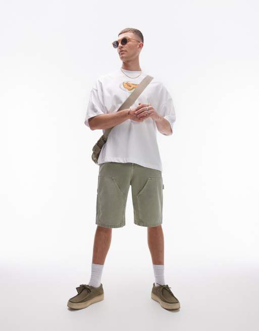 Topman carpenter shorts in khaki, 2 of 5