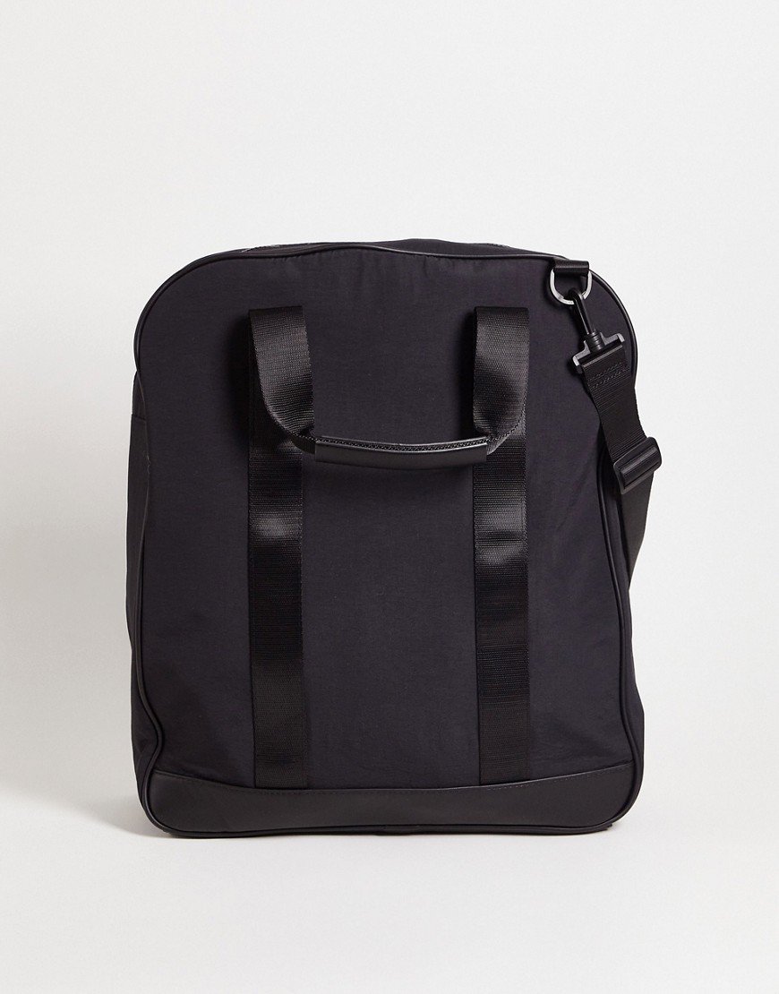 Topman carry all bag with cross body strap in black-Blue