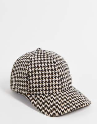 Topman - Casquette à petits carreaux pied-de-poule - Noir et blanc