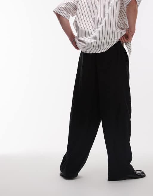 Topman - Pantalon décontracté en lin mélangé - Noir