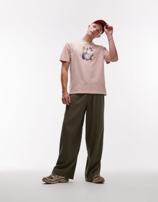 TOPMAN CASUAL LINEN BLEND RELAXED PANTS 