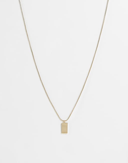 Topman - Catenina color oro con pendente rettangolare