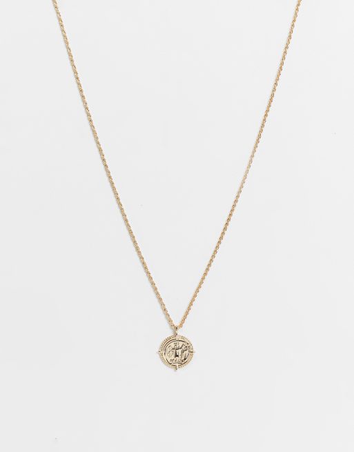 Topman - Catenina con pendente con moneta color oro