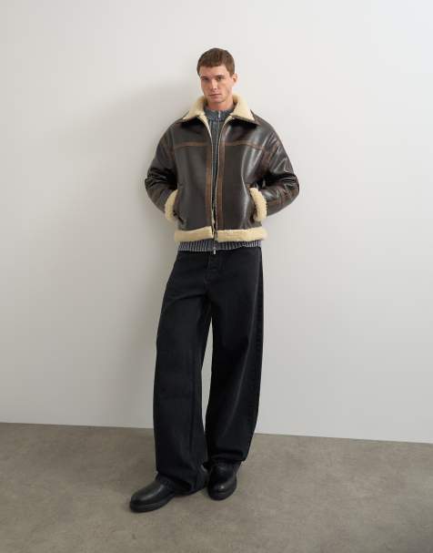 Topman chaqueta de borreguito sintético en marrón espresso - view 1