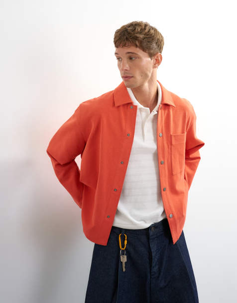 Topman - chaqueta estilo camisa de corte boxy en coral - view 1
