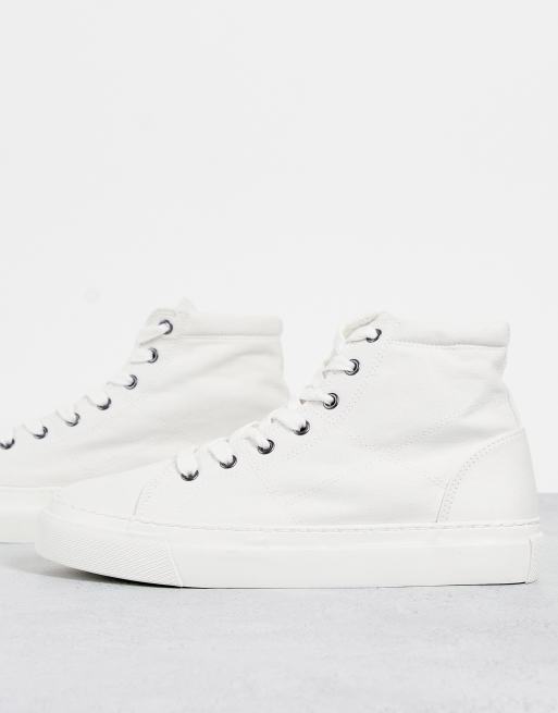 Topman – Chase – Knöchelhohe Leinen-Sneaker in Weiß