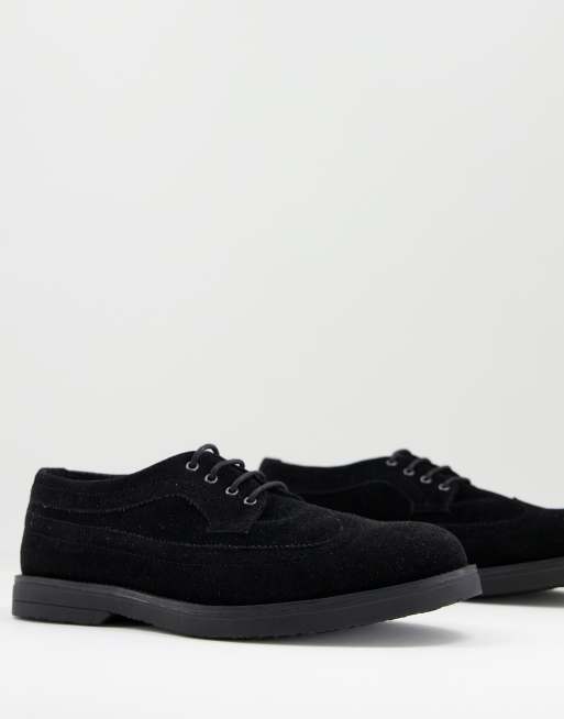 Topman - Chaussures richelieu chunky en imitation daim - Noir