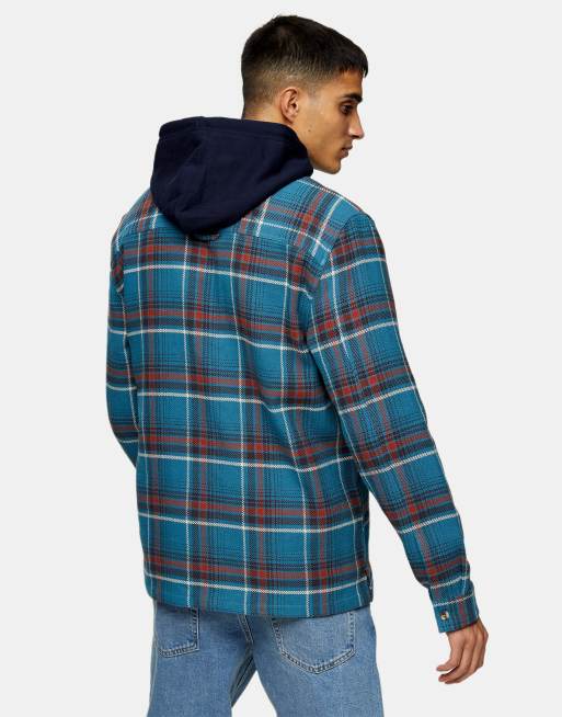 Topman check overshirt in blue | ASOS
