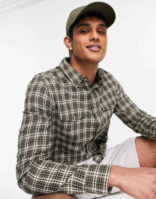Topman check shirt in khaki