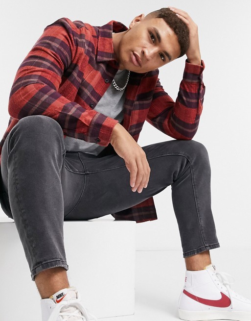 Topman check shirt in red
