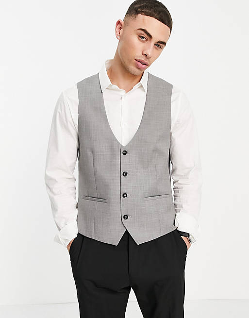 Topman skinny suit waistcoat in grey