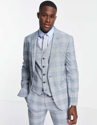 topman blue check suit