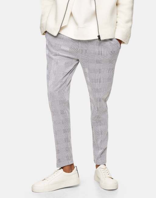 Topman Check Track Pants In Grey Asos