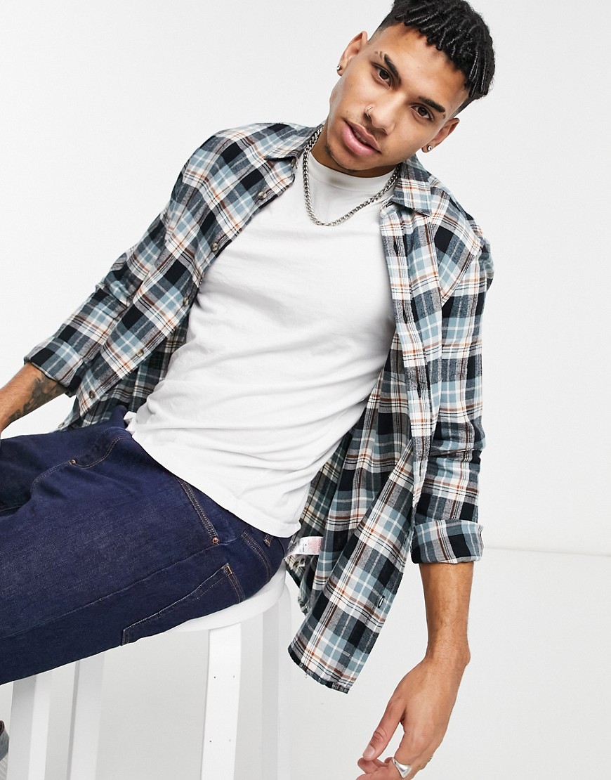Topman CHECKED SHIRT IN BLUE-BLUES