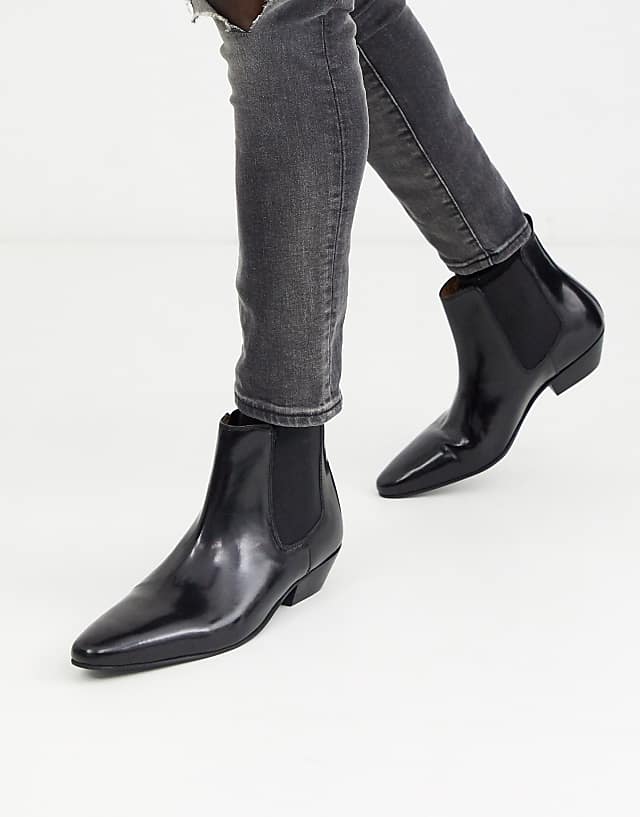 Topman chelsea boot with cuban heel in black | ASOS