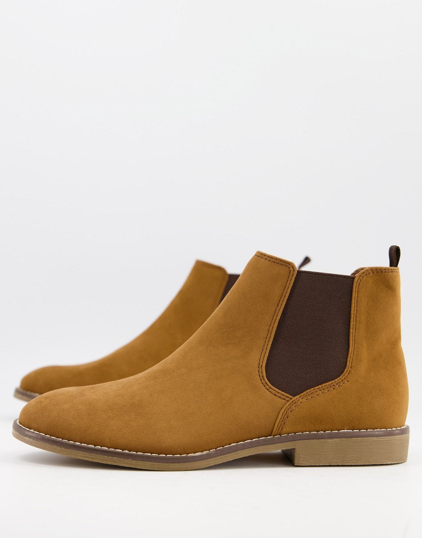 Topman - Chelsea boots van imitatiesuède in bruin