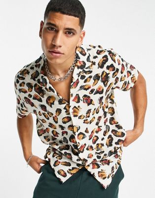 Chemises Topman - Chemise à imprimé animal - Taupe