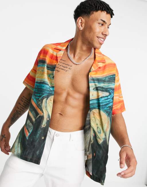 Topman - Chemise à imprimé cri Edvard Munch - Multicolore