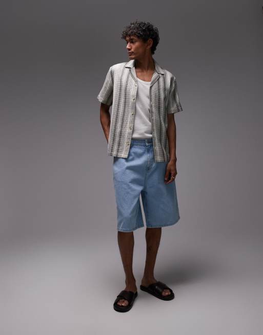 Topman - Chemise à manches courtes rayée avec col à revers - Vert/blanc, 3 de 4
