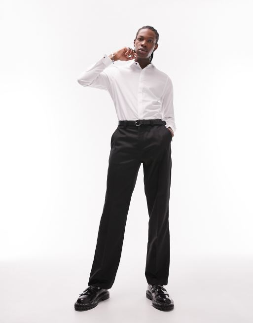 Topman - Chemise à manches longues élégante et ajustée en tissu stretch texturé avec double manchette à boutons-pression - Blanc, 4 de 4
