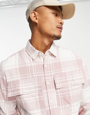 Chemises à carreaux Topman - Chemise à ourlet droit - Carreaux roses