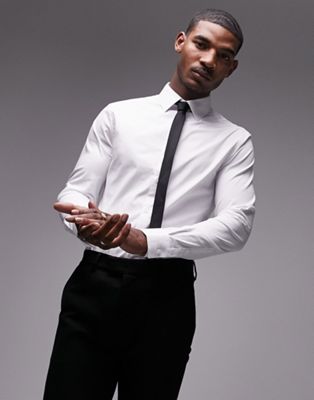 Topman long sleeve formal slim fit shirt in white - ASOS Price Checker